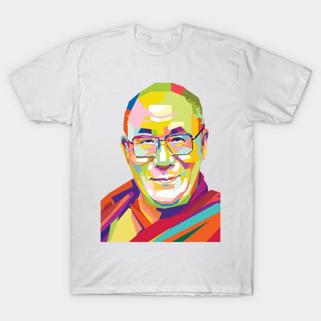 Dalai Lama in Pop Art T-Shirt by Mulyadi Walet